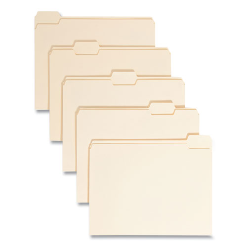 Manila File Folders, 1/5-cut Tabs: Assorted, Letter Size, 0.75" Expansion, Manila, 100/box