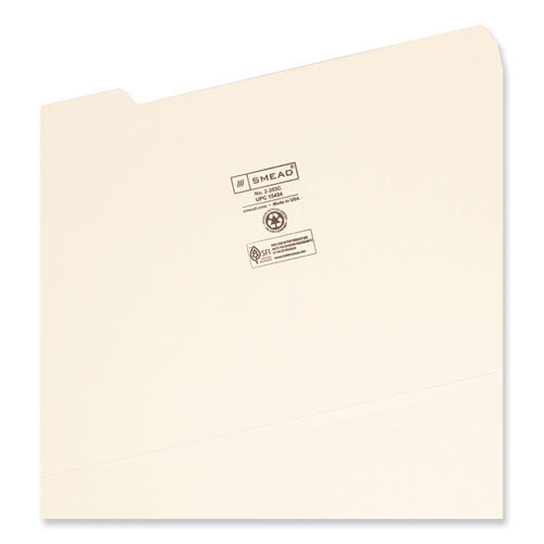 Reinforced Tab Manila File Folders, 1/3-cut Tabs: Assorted, Legal Size, 0.75" Expansion, 14-pt Manila, 100/box