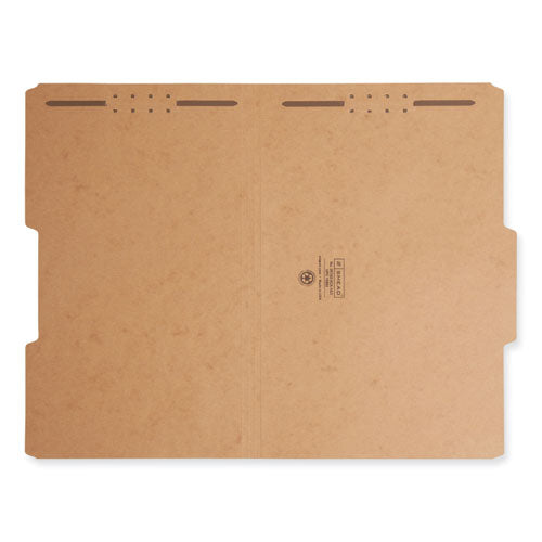 Top Tab Fastener Folders, Guide-height 2/5-cut Tabs, 0.75" Expansion, 2 Fasteners, Legal Size, 17-pt Kraft, 50/box