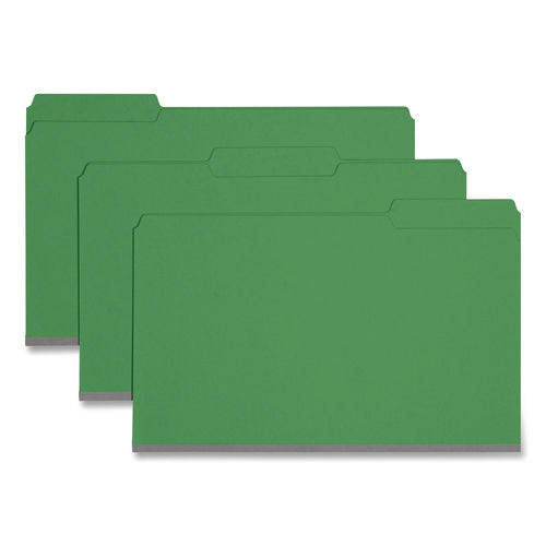 Expanding Recycled Heavy Pressboard Folders, 1/3-cut Tabs: Assorted, Legal Size, 1" Expansion, Green, 25/box