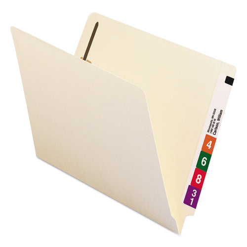 End Tab Fastener Folders With Reinforced Straight Tabs, 11-pt Manila, 2 Fasteners, Letter Size, Manila Exterior, 50/box