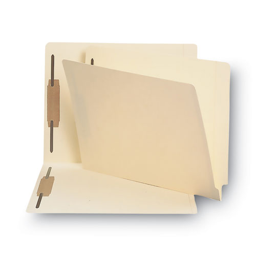 End Tab Fastener Folders With Reinforced Straight Tabs, 11-pt Manila, 2 Fasteners, Letter Size, Manila Exterior, 250/box