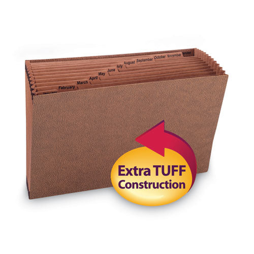 Tuff Expanding Open-top Stadium File, 12 Sections, 1/12-cut Tabs, Legal Size, Redrope