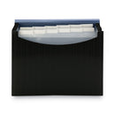 12-pocket Poly Expanding File, 0.88" Expansion, 12 Sections, Cord/hook Closure, 1/6-cut Tabs, Letter Size, Black/blue