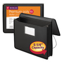 Poly Premium Wallets, 5.25" Expansion, 1 Section, Elastic Cord Closure, Letter Size, Black