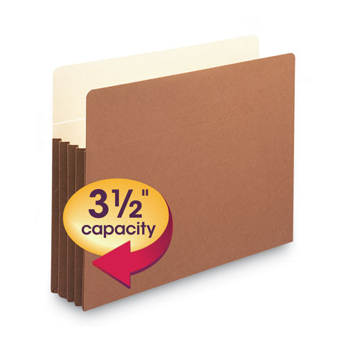 Redrope Drop-front File Pockets With Fully Lined Gussets, 3.5" Expansion, Letter Size, Redrope, 10/box