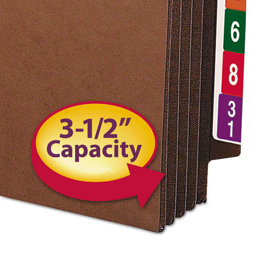 Heavy-duty Redrope End Tab Tuff Pockets, 3.5" Expansion, Letter Size, Redrope, 10/box