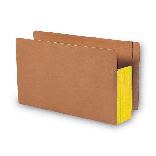 Redrope Drop-front End Tab File Pockets, Fully Lined 6.5" High Gussets, 3.5" Expansion, Legal Size, Redrope/yellow, 10/box