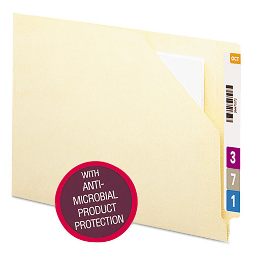 End Tab File Jacket With Antimicrobial Product Protection, Shelf-master Reinforced Straight Tab, Letter Size, Manila, 100/box