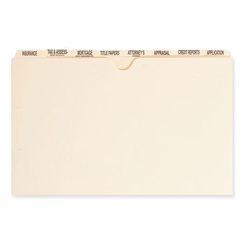 Replacement Pressboard Mortgage File Dividers, Punched For K-style Fasteners, Legal Size, Manila, 8 Dividers/set, 12 Sets/box