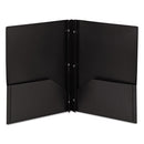 Poly Two-pocket Folder With Fasteners, 180-sheet Capacity, 11 X 8.5, Black, 25/box