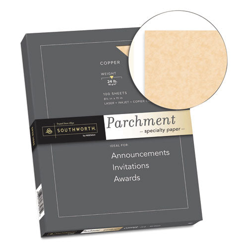 Parchment Specialty Paper, 24 Lb Bond Weight, 8.5 X 11, Copper, 100/pack