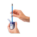 Cylinder Handheld Pencil Sharpener, Two-hole, 1.63 X 2.25, Blue/silver