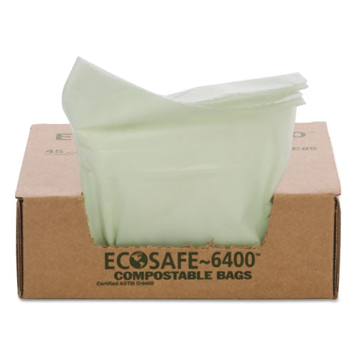 Ecosafe-6400 Bags, 13 Gal, 0.85 Mil, 24" X 30", Green, 45/box