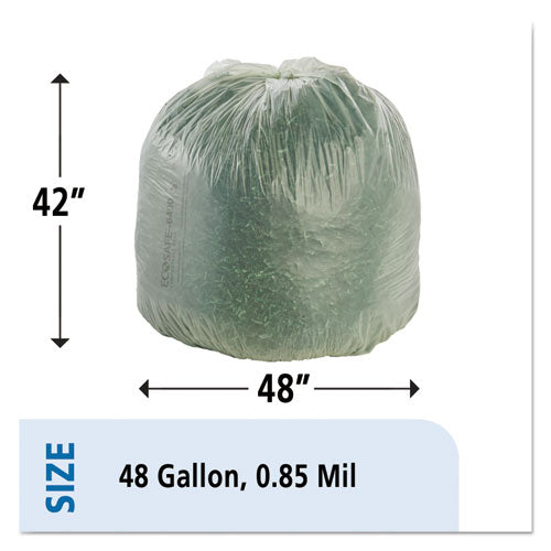 Ecosafe-6400 Bags, 48 Gal, 0.85 Mil, 42" X 48", Green, 40/box