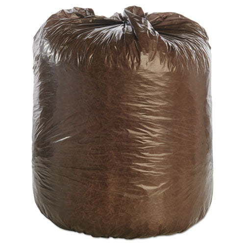 Controlled Life-cycle Plastic Trash Bags, 39 Gal, 1.1 Mil, 33" X 44", Brown, 40/box