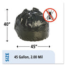 Insect-repellent Trash Bags, 45 Gal, 2 Mil, 40" X 45", Black, 65/box