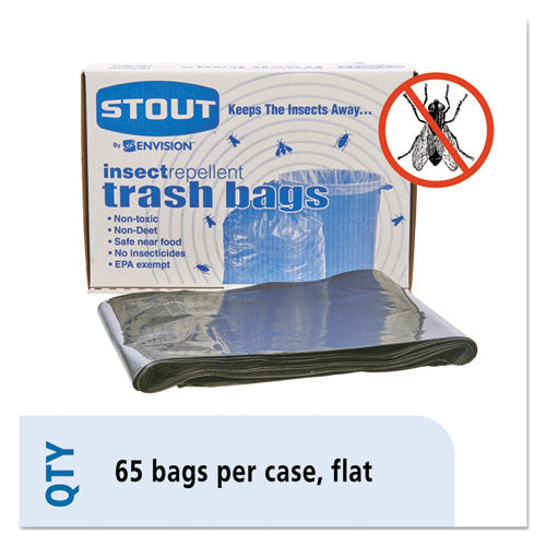 Insect-repellent Trash Bags, 45 Gal, 2 Mil, 40" X 45", Black, 65/box