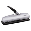 20-sheet Lighttouch Desktop Two- To Seven-hole Punch, 9/32" Holes, Silver/black