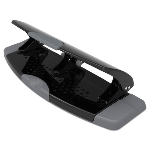 20-sheet Smarttouch Three-hole Punch, 9/32" Holes, Black/gray