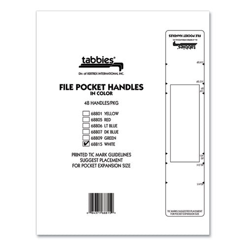 File Pocket Handles, 9.63 X 2, White, 4/sheet, 12 Sheets/pack