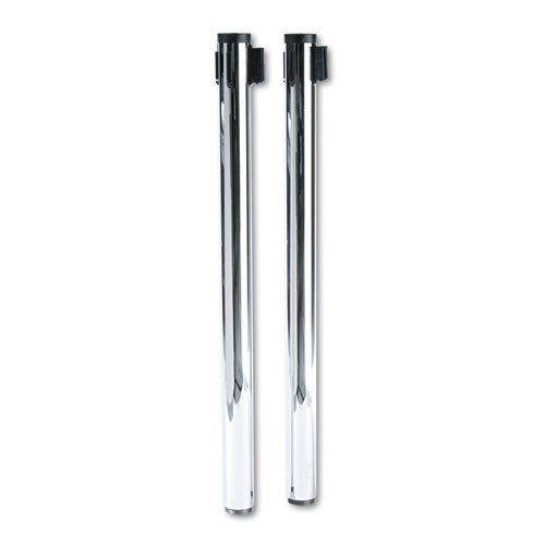 Adjusta-tape Crowd Control Stanchion Posts Only, Polished Aluminum, 40" High, Silver, 2/box