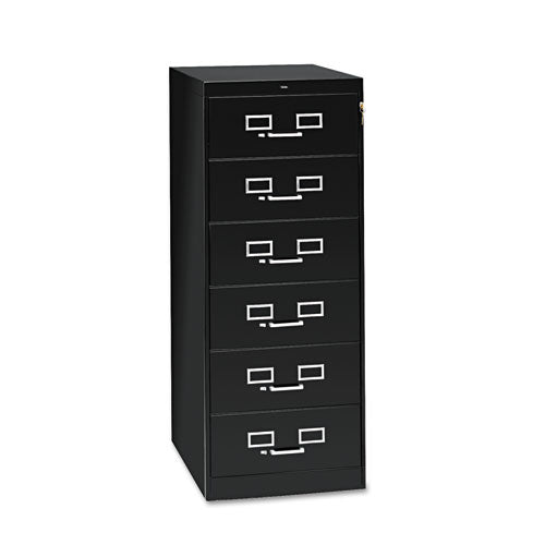 Six-drawer Multimedia/card File Cabinet, Black, 21.25" X 28.5" X 52"