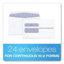 W-2 Laser Double Window Envelope, Commercial Flap, Gummed Closure, 5.63 X 9, White, 24/pack