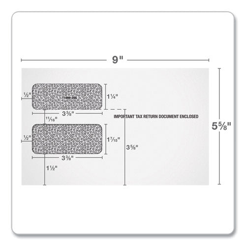 1099 Double Window Envelope, Commercial Flap, Gummed Closure, 5.63 X 9, White, 24/pack