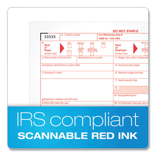 W-2 Tax Forms Kit With Envelopes, Fiscal Year: 2023, Six-part Carbonless, 8.5 X 5.5, 2 Forms/sheet, 24 Forms Total