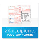 1099-div Tax Forms For Inkjet/laser Printers, Fiscal Year: 2023, Five-part Carbonless, 8 X 5.5, 2 Forms/sheet, 24 Forms Total