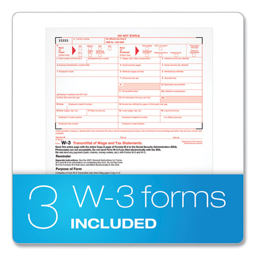 W-2 Tax Form For Inkjet/laser Printers, Fiscal Year: 2022, Six-part Carbonless, 8.5 X 5.5, 2 Forms/sheet, 50 Forms Total