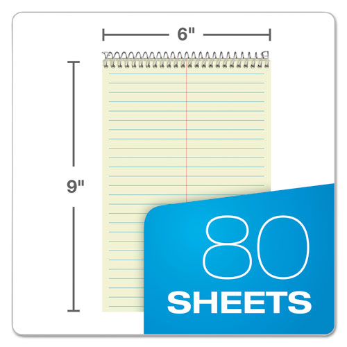 Steno Pads, Gregg Rule, Green Cover, 80 Green-tint 6 X 9 Sheets, 6/pack