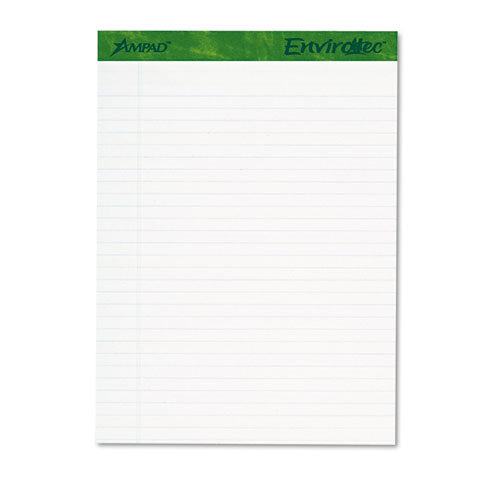 Earthwise By Ampad Recycled Writing Pad, Wide/legal Rule, Politex Sand Headband, 40 White 8.5 X 11.75 Sheets, 4/pack