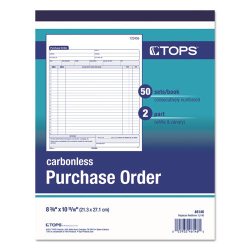 Purchase Order Book, 22 Lines, Two-part Carbonless, 8.38 X 10.19, 50 Forms Total