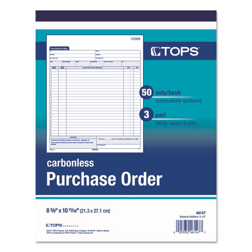 Purchase Order Book, 22 Lines, Three-part Carbonless, 8.38 X 10.19, 50 Forms Total