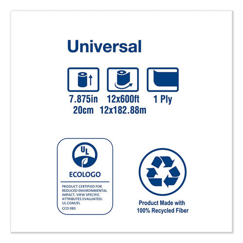 Universal Hardwound Roll Towel, 1-ply, 7.88" X 600 Ft, Natural, 12/carton