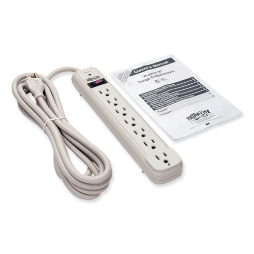 Protect It! Surge Protector, 7 Ac Outlets, 12 Ft Cord, 1,080 J, Light Gray