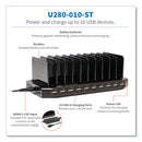 Desktop Charging Station With Adjustable Storage, 10 Devices, 9.4 X 4.7 X 1, Black