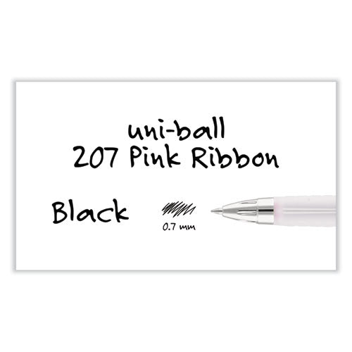 Signo 207 Gel Pen, Retractable, Medium 0.7 Mm, Black Ink, Pink Barrel, 2/pack