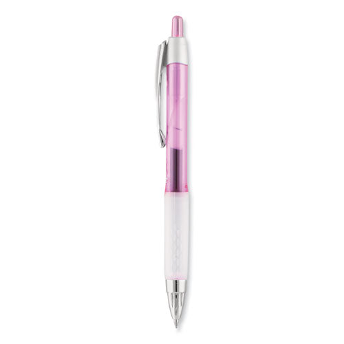 Signo 207 Gel Pen, Retractable, Medium 0.7 Mm, Black Ink, Pink Barrel, 2/pack