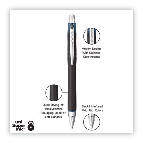 Jetstream Retractable Ballpoint Pen, 1 Mm, Blue-black Ink, Black Barrel