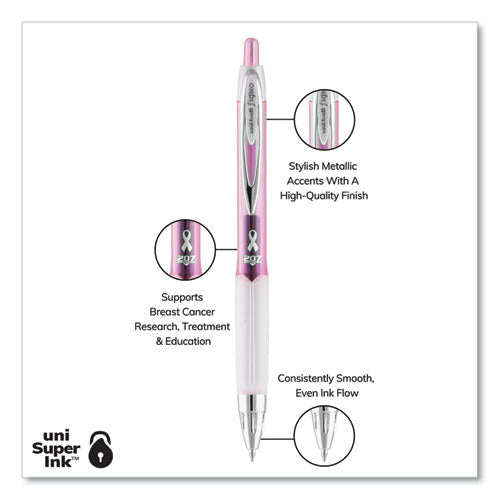 207 Office Pack Gel Pen, Retractable, Medium 0.7 Mm, Black Ink, Pink Barrel, 36/pack