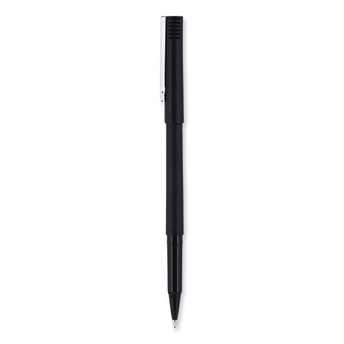 Roller Ball Pen, Stick, Micro 0.5 Mm, Black Ink, Black Barrel, 72/pack