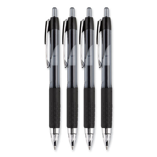 Signo 207 Gel Pen, Retractable, Medium 0.7 Mm, Black Ink, Translucent Black Barrel, 4/pack