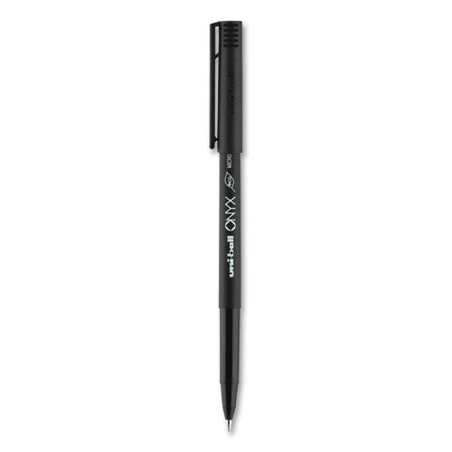 Onyx Roller Ball Pen, Stick, Micro 0.5 Mm, Black Ink, Black Matte Barrel, Dozen