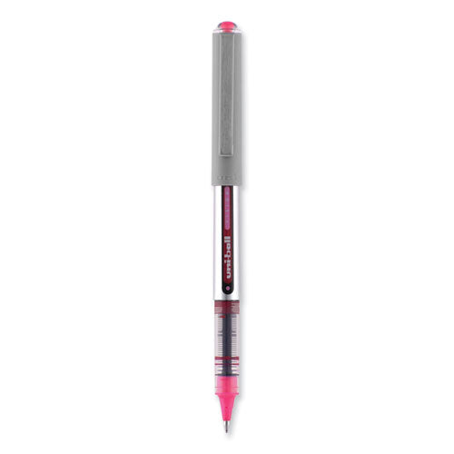 Vision Roller Ball Pen, Stick, Fine 0.7 Mm, Pink Ink, Gray Barrel, Dozen