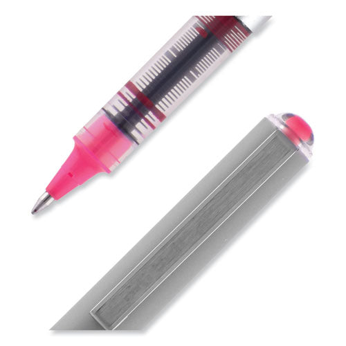 Vision Roller Ball Pen, Stick, Fine 0.7 Mm, Pink Ink, Gray Barrel, Dozen