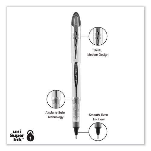 Vision Elite Roller Ball Pen, Stick, Bold 0.8 Mm, Black Ink, White/black Barrel