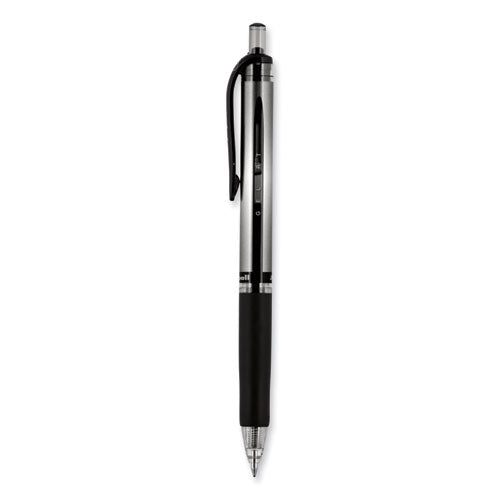 Signo Gel Pen, Retractable, Medium 0.7 Mm, Black Ink, Black/metallic Accents Barrel, Dozen